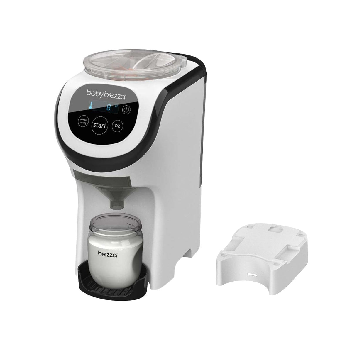 Baby Brezza Milchpulver-Portionierer, Grau, Formula Pro Mini Bundle Automatischer Flaschenzubereiter, inkl. erhöhter Basis für grosse Flaschen