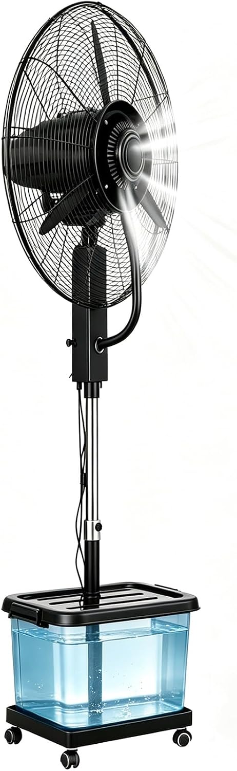Nebelventilator Standventilatoren, 79 Zoll, Weiss, automatische 90°-Oszillation, Industrieventilator mit 3 Geschwindigkeiten