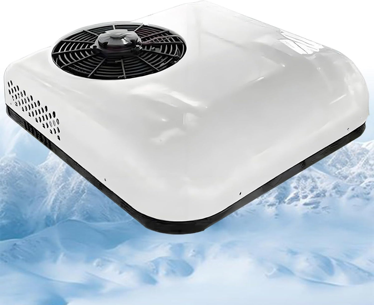 ExoticaBlend Mobiles Klimagerät, bis zu 55 dB, 850 W, 12 V, 24 V, Weiss, / Dachklimaanlage für Wohnmobile, auf dem Dach montierte Standklimaanlage