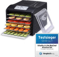 vitality4life Dörrautomaten, Silber/Schwarz, BioChef Arizona Sol Dörrautomat/Dörrgerät mit 6 Einschüben, 1 x Anti-Haft Folie