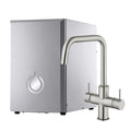 SPRUDELUX Kompressor, 6KG, Silber, NUOVO Premium Umkehrosmoseanlage mit Sprudel & Kühlung, Profi-Wassersprudler + 5 Wege Wasserhahn aus Edelstahl