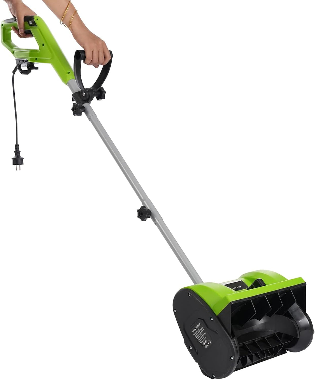 Eieblek Schneefräse, 1200 W, 220 V, 30 cm, 15 cm, PP, Nylon, Schwarz, Schnee Kehrmaschine, Arbeitsbreite, max.Räumtiefe