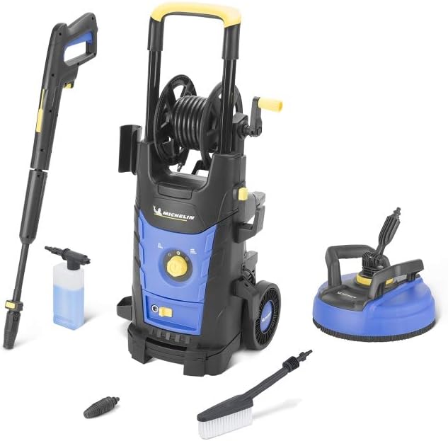 MICHELIN Hochdruckreiniger, 170 bar, 2500 W, 500 l, Schwarz, MPX25EHDSP mit Double Speed System, Patio Cleaner Deluxe und Feste Bürste (