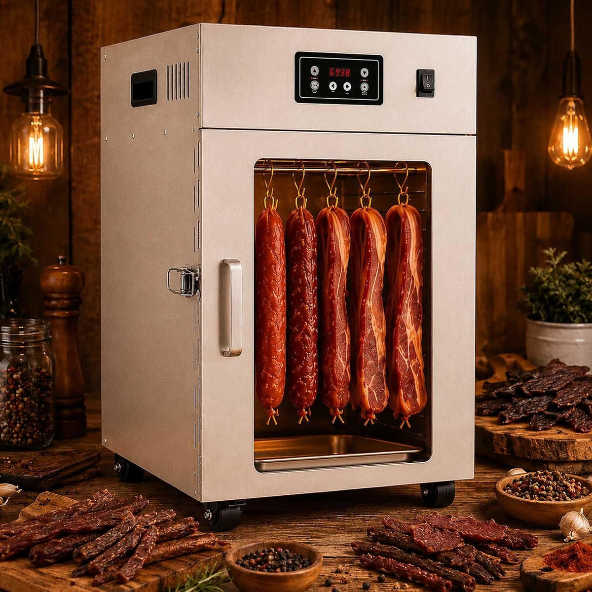 aallwwsso Dörrautomaten, Schwarz, Dry Ager Für Fleisch Mit 360°-Luftstrom Und 30, 90 °C Regelung Withoutgrid