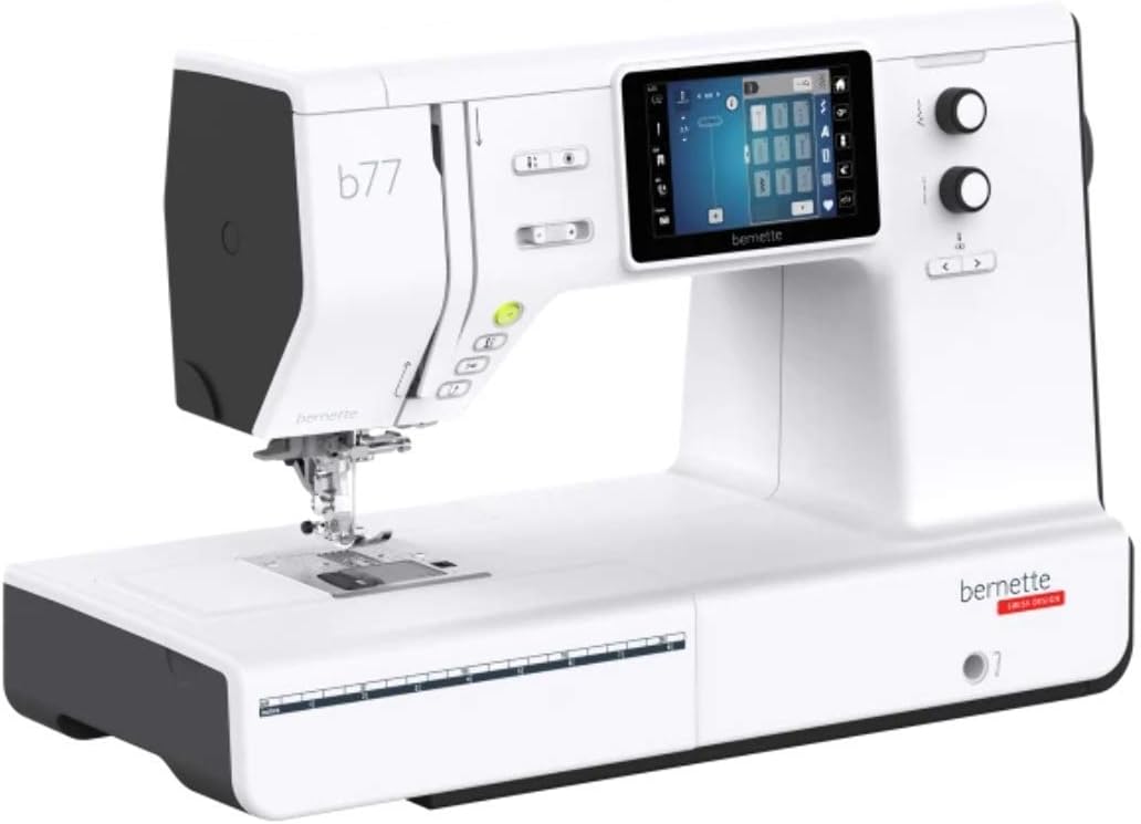 Bernette Elektronisch gesteuerte Nähmaschinen, Schwarz, B77 Computer Nähmaschine, Farbiger Touchscreen und Dual Transport