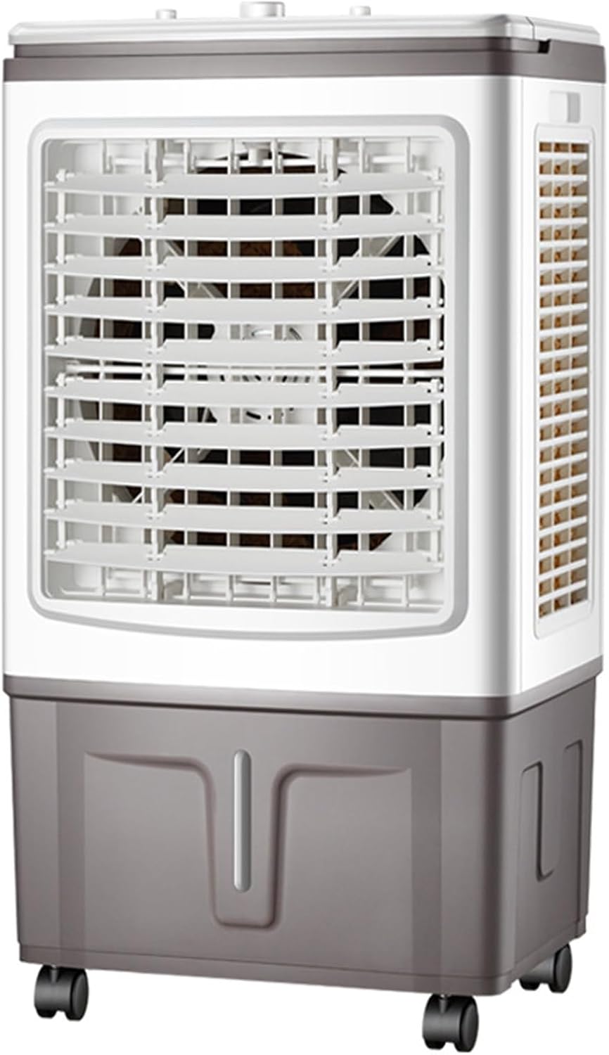 Lüfter Turmventilator, 40 L, Weiss, mit Wassertank und Turbo-Blättern - Tragbarer AC-Ventilator, Büro und grosse Räume mit Rädern für einfache
