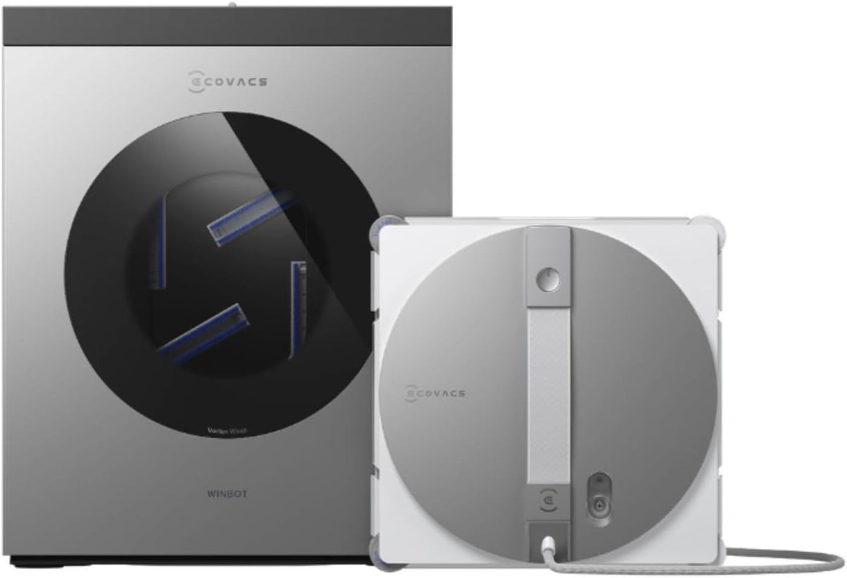 ECOVACS Fensterputzroboter, Grau, WINBOT W3 OMNI mit Multifunktionsstation, Automatische Reinigung der Wischpads