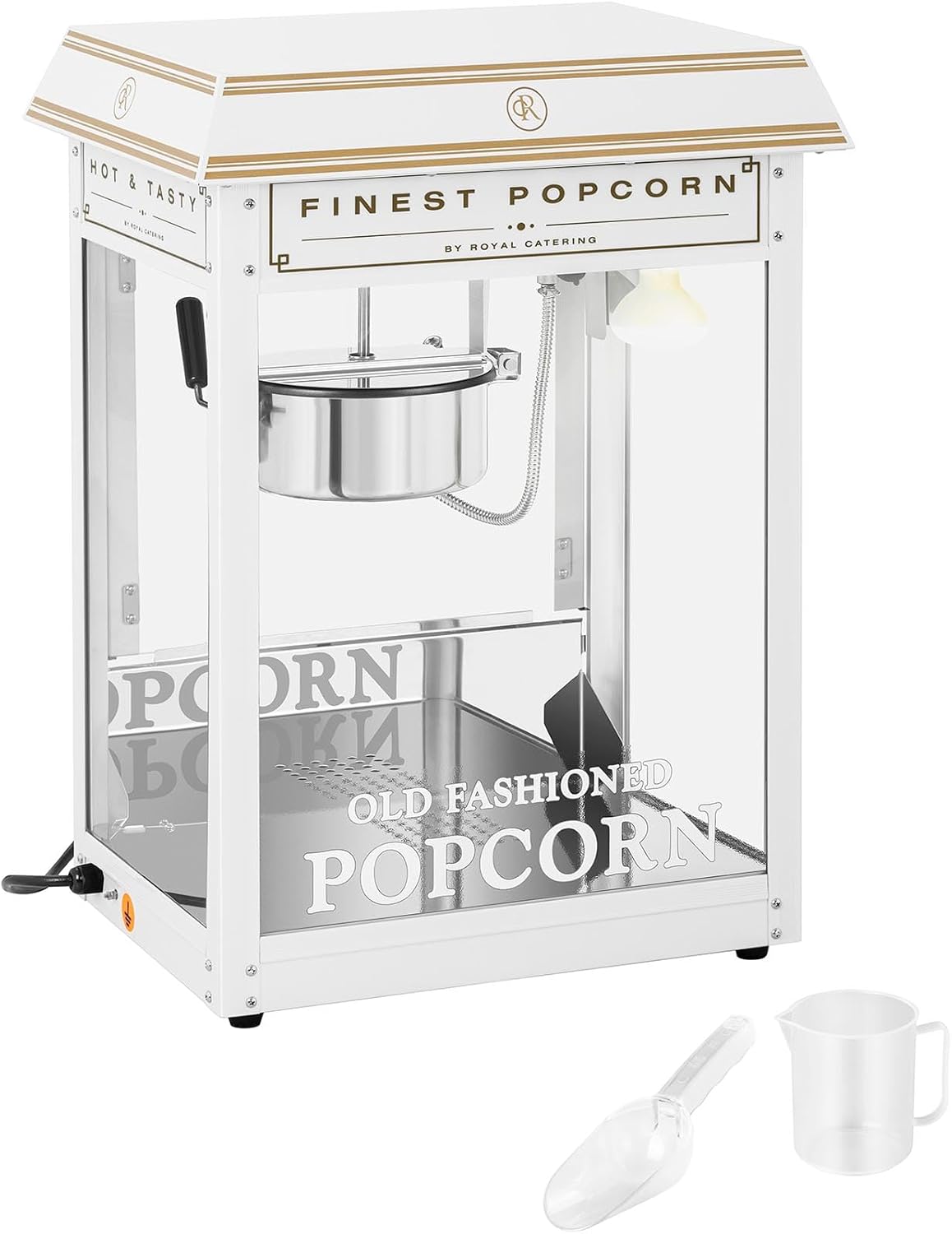 Royal Catering Popcorn-Maschinen, 1500 W, 5 kg, Gold/Weiss, Retro Popcornmaschine /h golden & weiss Popcornmaker