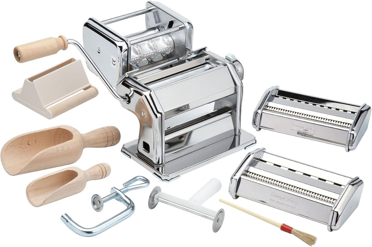 Imperia Manuelle Nudelmaschinen, Silber, The Pasta Factory, 9-teiliges Pasta-Set mit Nudelmaschine und Zubehör