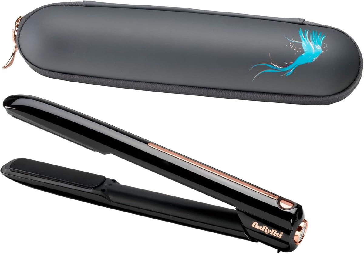 BaByliss Haarglätter, Schwarz, 9000 kabelloses Glätteisen mit Keramik-Heizplatten