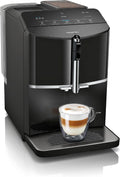 Siemens Kaffeevollautomat, Schwarz, EQ300, Milchaufschäumdüse für Cappuccino, Latte Crema, 5 Kaffee- und Milchgetränke auf Knopfdruck