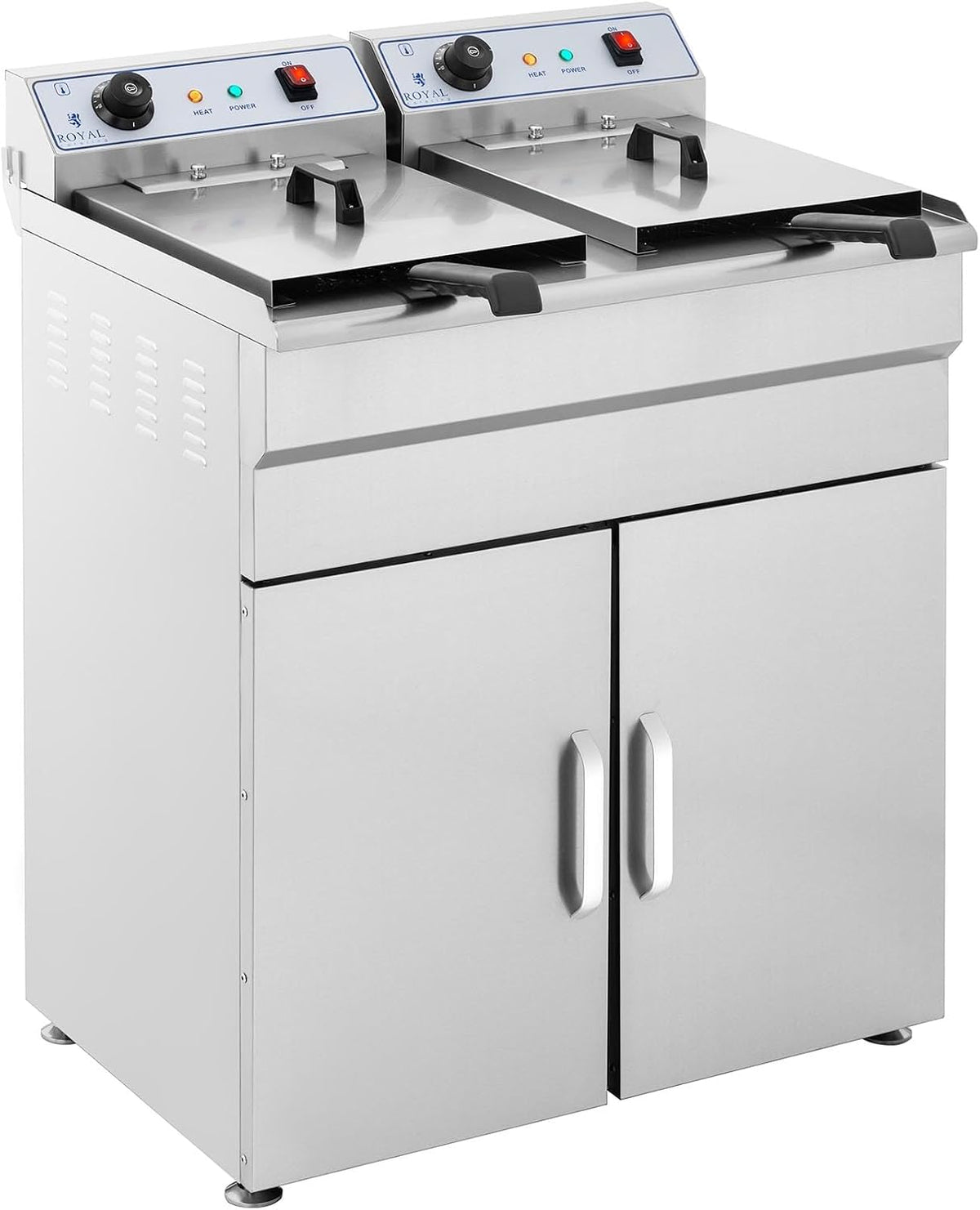 Royal Catering Heissluftfritteuse, 12 kW, 400 V, 16 l, Grau, Fritteuse mit Unterschrank