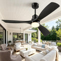 Forrovenco Deckenventilator, 132 cm, Schwarz, mit Licht und Fernbedienung, Holz-, mit LED-Lampe, DC-Motor, 6 Geschwindigkeitsstufen
