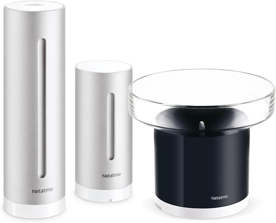 Netatmo Wetterstationen, Schwarz, Packung mit Wetterstation für Innen und Aussen mit, Luftfeuchtigkeit, Luftqualität