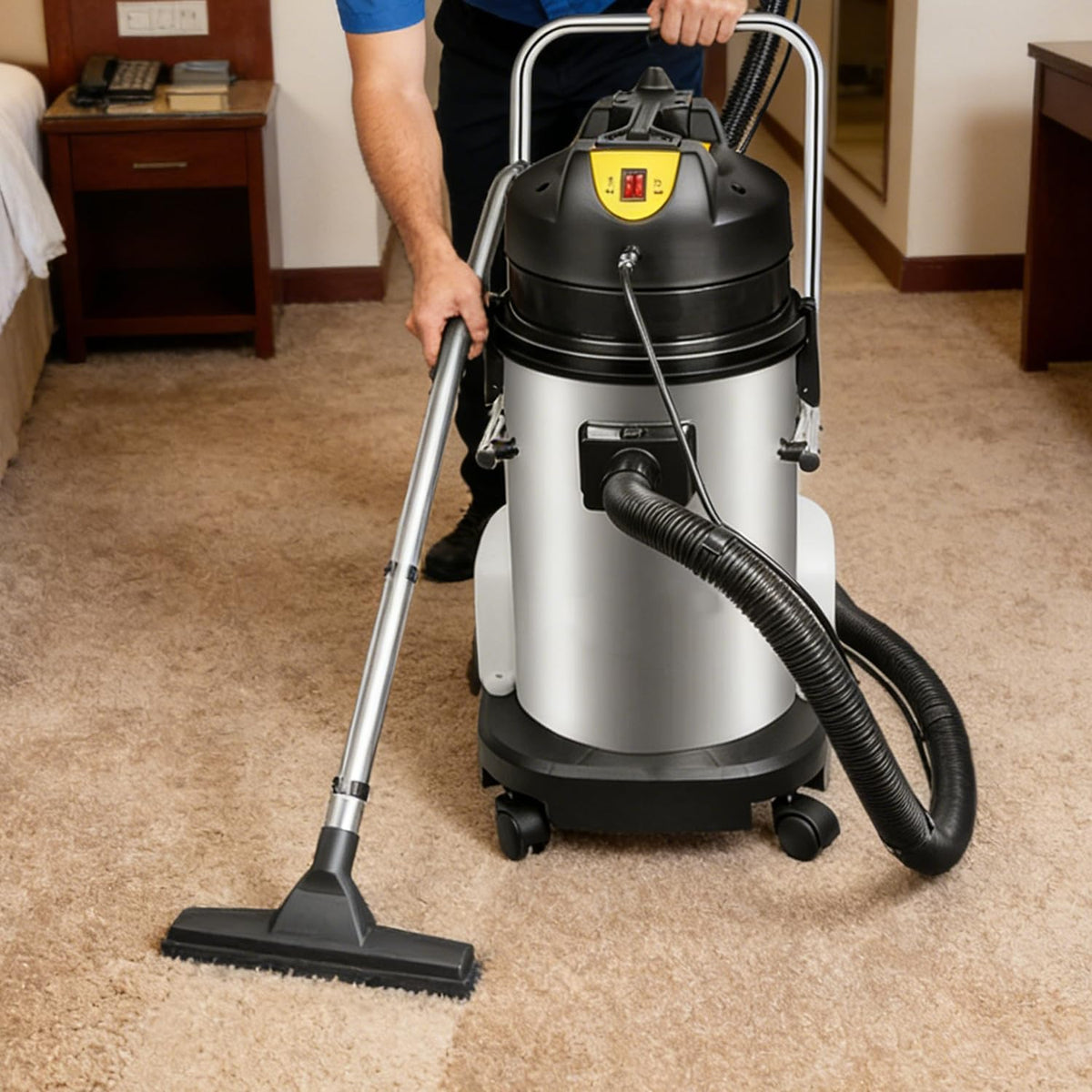 RETRIN Kindersitz, 40 L, Edelstahl, Kunststoff, Schwarz, Professionelle Gewerbliche Teppichreinigungsmaschine, 360° Drehbare Rollen