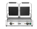 HENDI Elektrogrill, 3600 W, 216 mm, 230 V, Silber, Kontaktgrill, doppelt, gerillte Ausführung, inkl. Grillreinigungsbürste