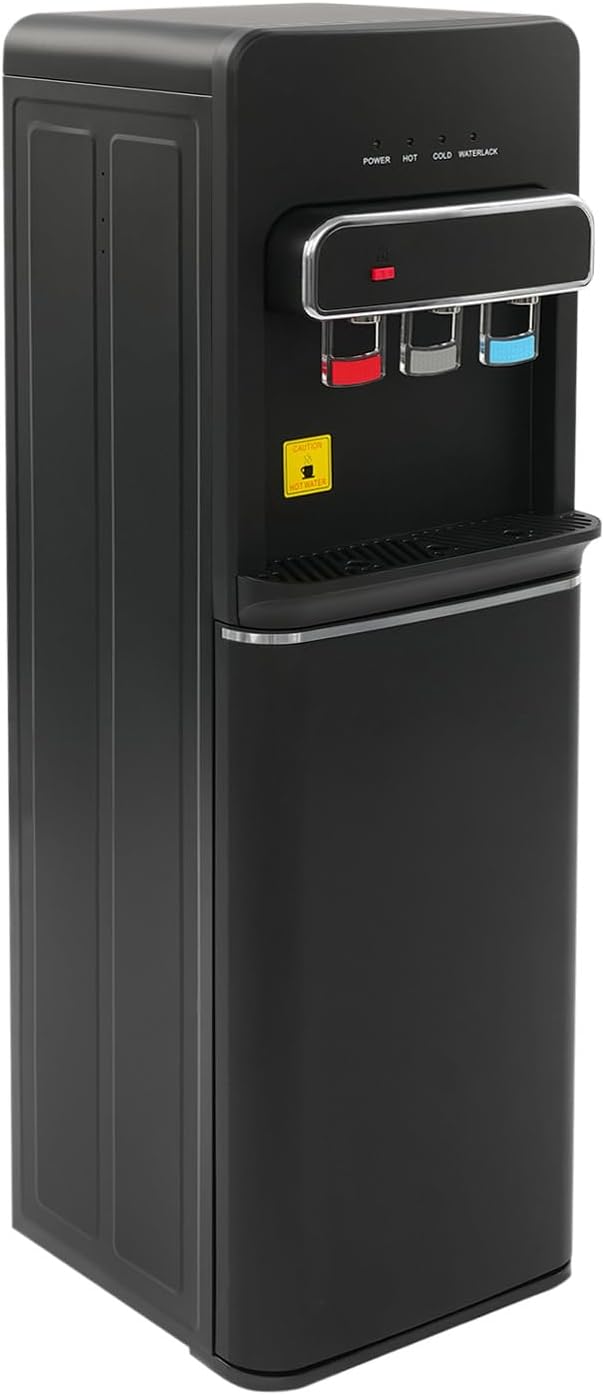 hongward Kühler & Wasserspender, Schwarz, Wasserspender auf dem Boden mit Bodenbeladung, Wasserflaschenkühler, Wasserspender mit 3 Ausgängen