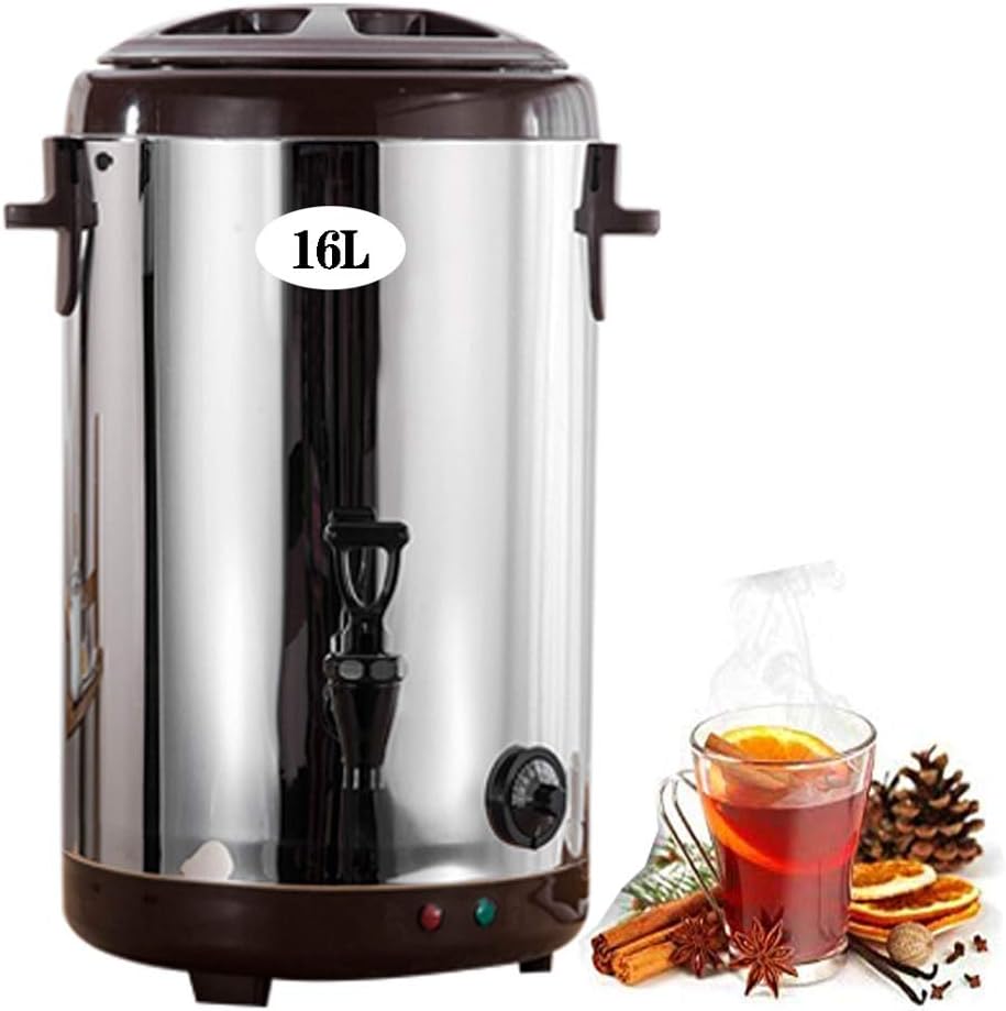 SWENEEN Kaffeemaschine, Silber/Braun, Getränkespender Für Den Gewerblichen Einsatz, Grosser 16-Liter-Heisswasserspender Für Büros