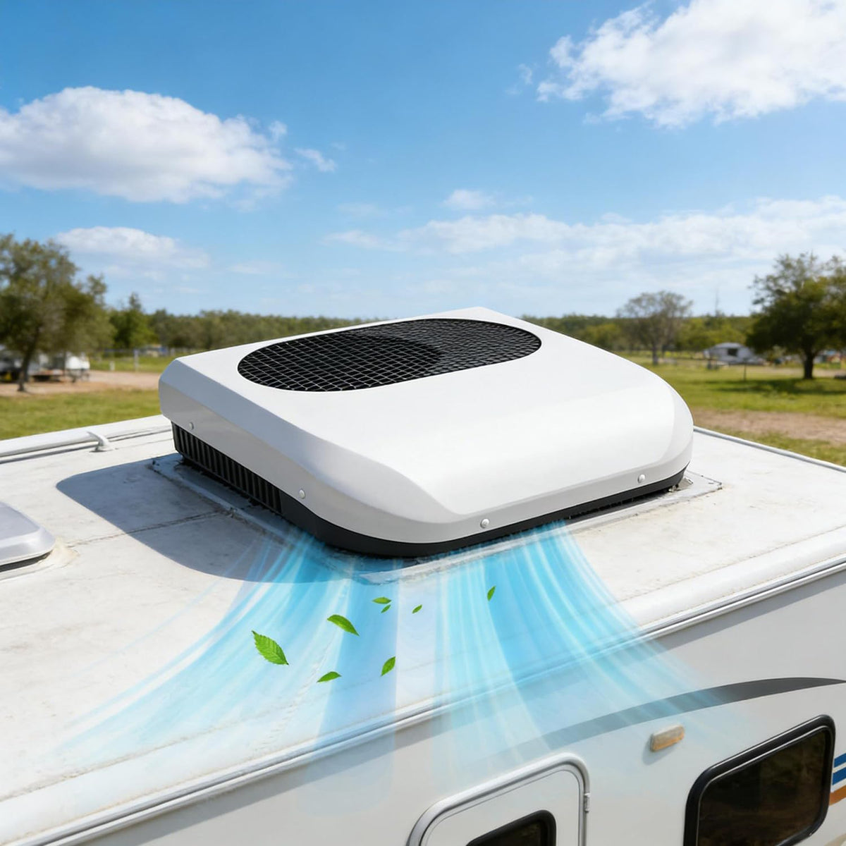 twostronking Mobiles Klimagerät, 250-750 W, 1900 W, 43 dB, 12v, Weiss, Klimaanlage Wohnmobil, Dachklimaanlage, Auto Klimaanlage