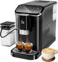 Zstar Kaffeemaschine, 1,5 L, Schwarz/Silber, Espressomaschine vollautomatisch mit Milchaufschäumer, Professioneller Espressokocher mit Mahlwerk