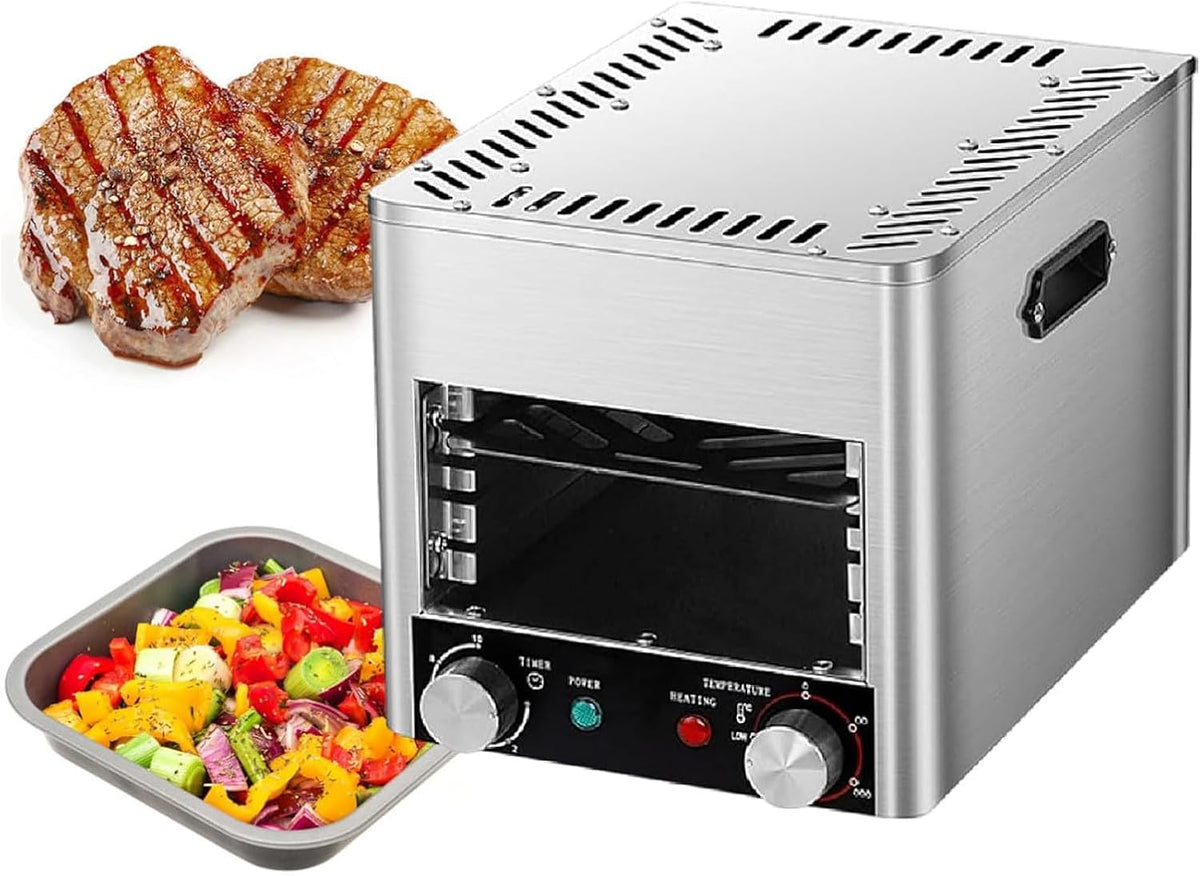 SAIYERUS Elektrische Tischgrills, 220 V, Silber, Rauchfreier elektrischer Infrarot-Broiler für den, elektrischer Steakgrill