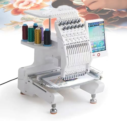Automatische Stickmaschinen, Grau, Stickmaschine mit 12 Nadeln, 1000 U/min, Hochgeschwindigkeits-Computergesteuertes Nähen für Kleidung