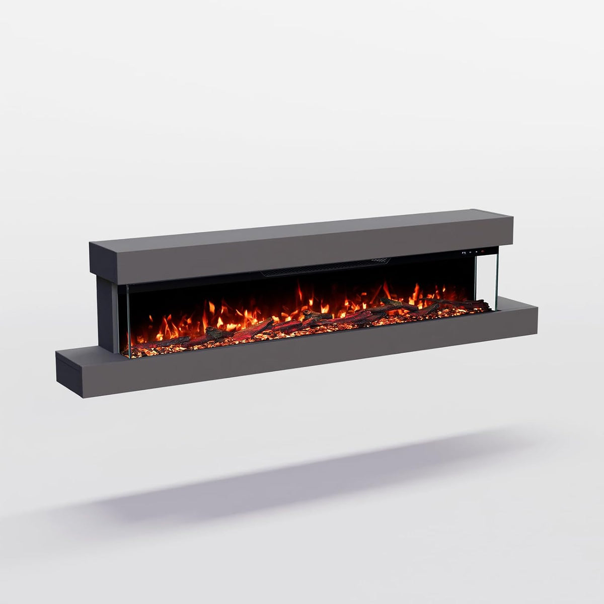 GLOW FIRE Elektrokamin, 157x39x52 cm, 1800 W, Grau, GF Core Cobalt 50 mit realistischem 3D LED-Feuer - Wand-, App Steuerung