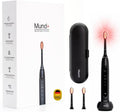 Mundplus One Schall, Schwarz, Mund+ Elektrische Zahnbürste mit Redlight Technologie, Schallzahnbürste (Rotlicht) mit 2 Aufsätzen