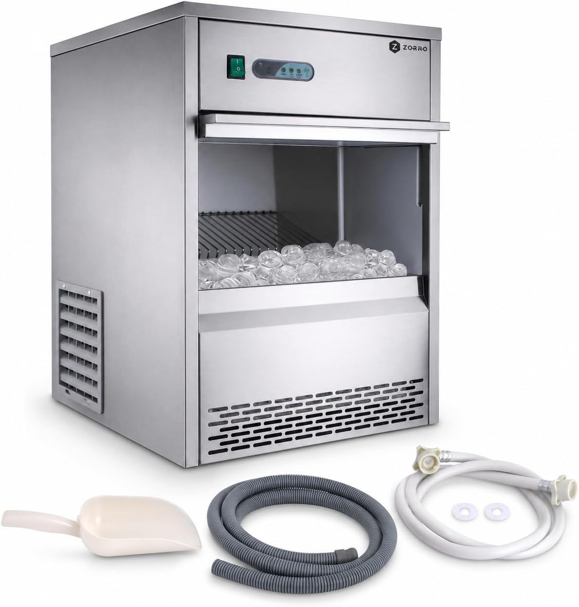 ZORRO Eiswürfelmaschine, 25 kg, Silber, Eiswürfelbereiter ZEB 25 ECO - Gastro /24h
