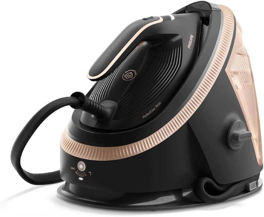 PHILIPS Dampfbügelstationen, 8,5 Bar, 3120 W, 1,5 L, Schwarz, Dampfbügelstation PerfectCare 7000 Serie, 650 g Dampfstoss