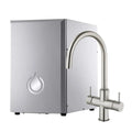 SPRUDELUX Kompressor, 6KG, Silber, NUOVO Premium Umkehrosmoseanlage mit Sprudel & Kühlung, Profi-Wassersprudler + 5 Wege Wasserhahn aus Edelstahl