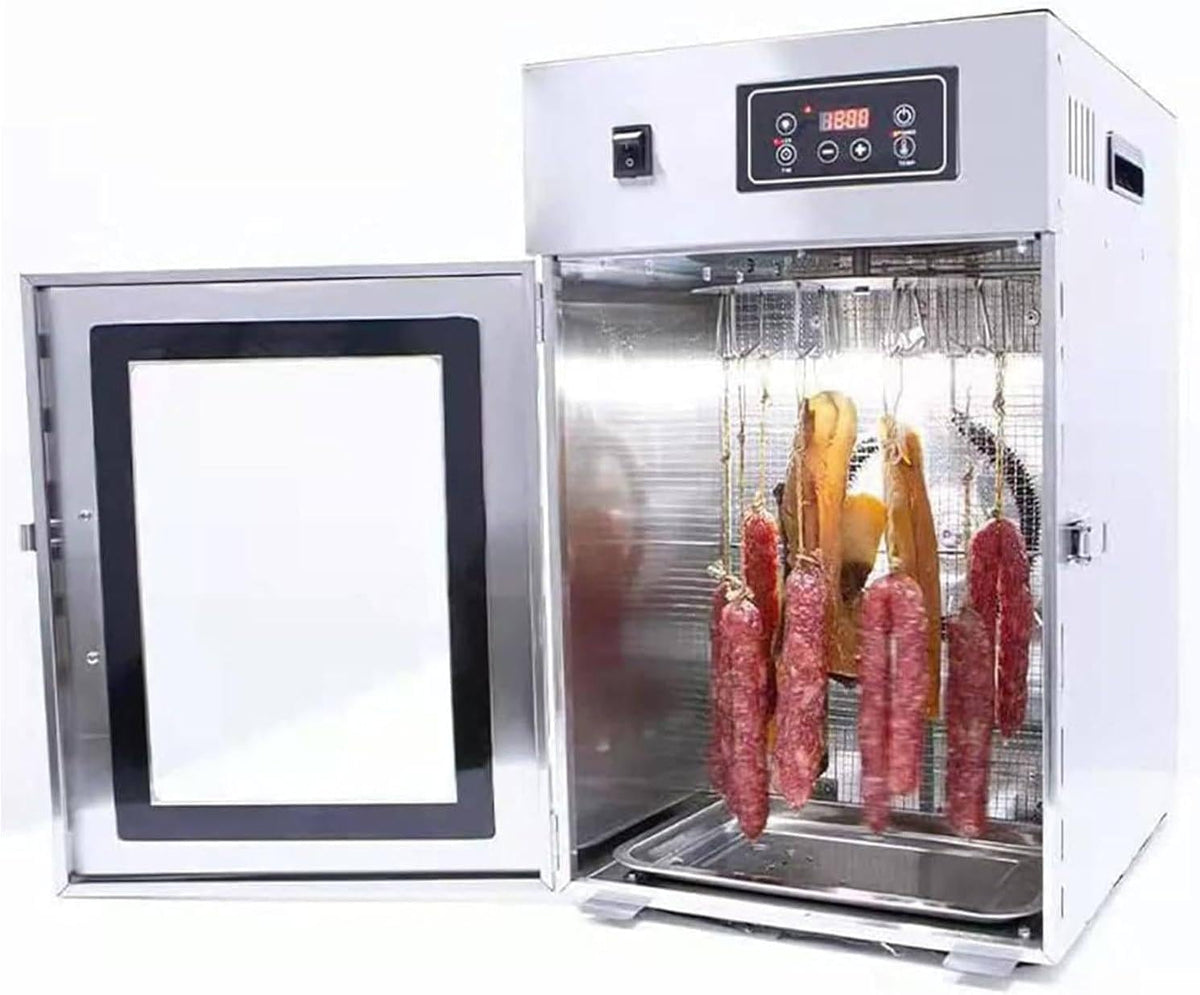 MANYOUYOU Dörrautomaten, 800 W, Silber, Dörrgerät Für Fleisch Mit 360°-Drehung, Edelstahl-Biltong-Box, Trockenschrank