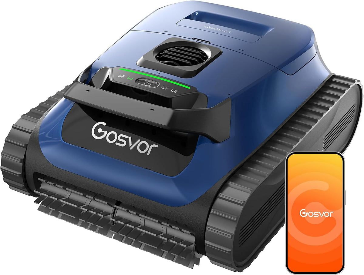 Gosvor Poolroboter, 6,9 KG, 200 m, Schwarz, (2026 Neu) Wand und Boden, Wasserlinie, Flachzone 4-in-1, Bis zu 200 Min. Laufzeit