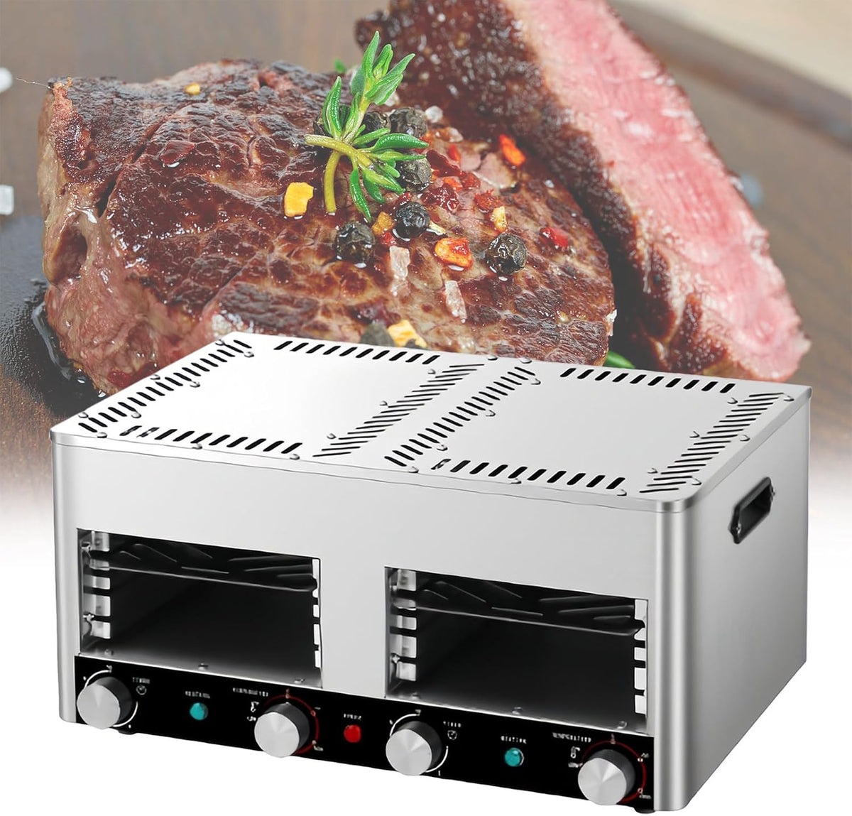 SAIYERUS Elektrogrill, 220 V, Schwarz, Elektrischer Steakgrill, tragbarer Arbeitsplattenofen für den Innenbereich