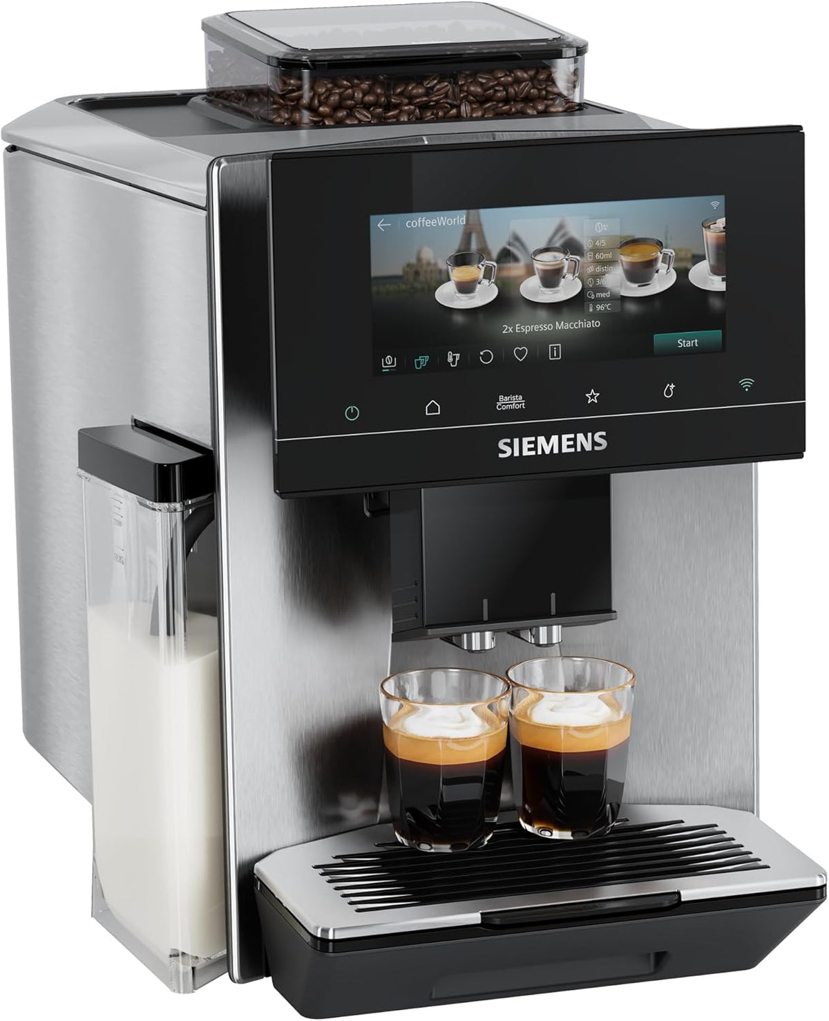 Siemens Kaffeevollautomat, Silber, EQ900 iAroma, personalisierbare Einstellungen, präzises Mahlwerk, grosses, intuitives Full-Touch-Display