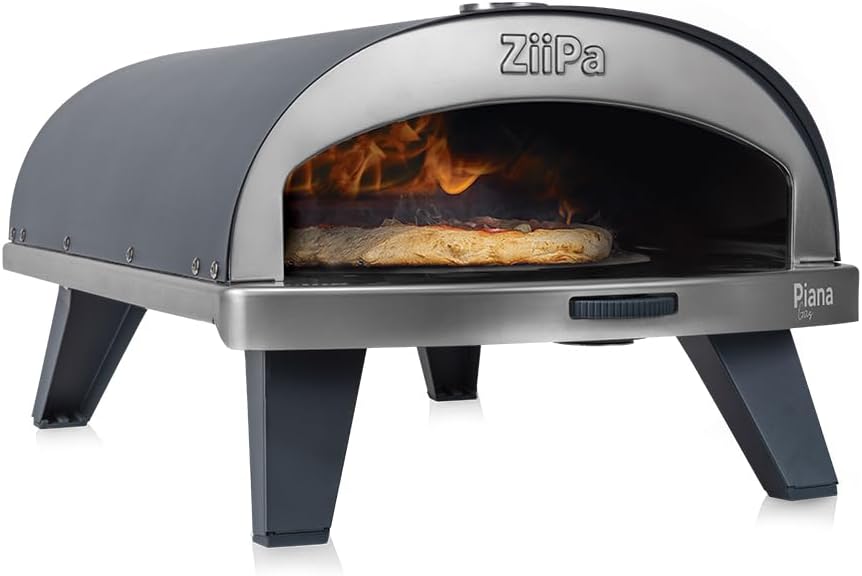ZiiPa Pizzaofen, 31,5 cm, Schwarz, • Piana Gaz • Gasbetriebener • Ardoise • Kompakt &