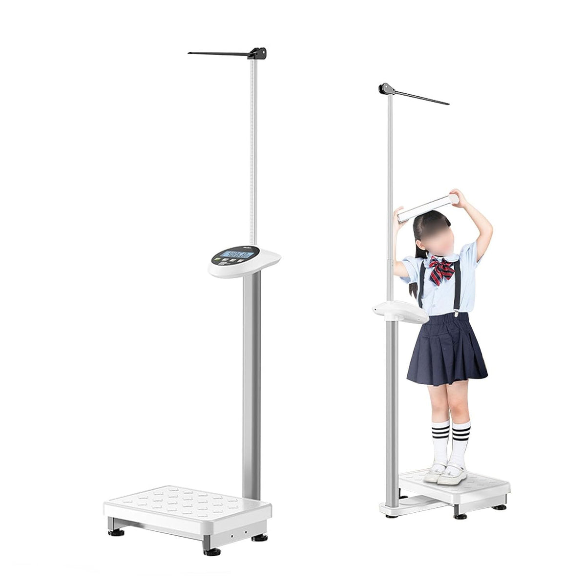 PPLDABNK Mechanische Personenwaagen, 70–200 cm, 200 Kg, Schwarz, Digitale Waage Mit Höhenstab, + 100 G, Typ-C-Schnittstelle