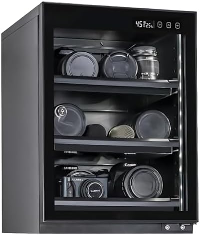 Kameratrockenschrank Luftentfeuchter, 40 L, Weiss, Intelligente Touch-Steuerung, LED-Beleuchtung und für Objektiv