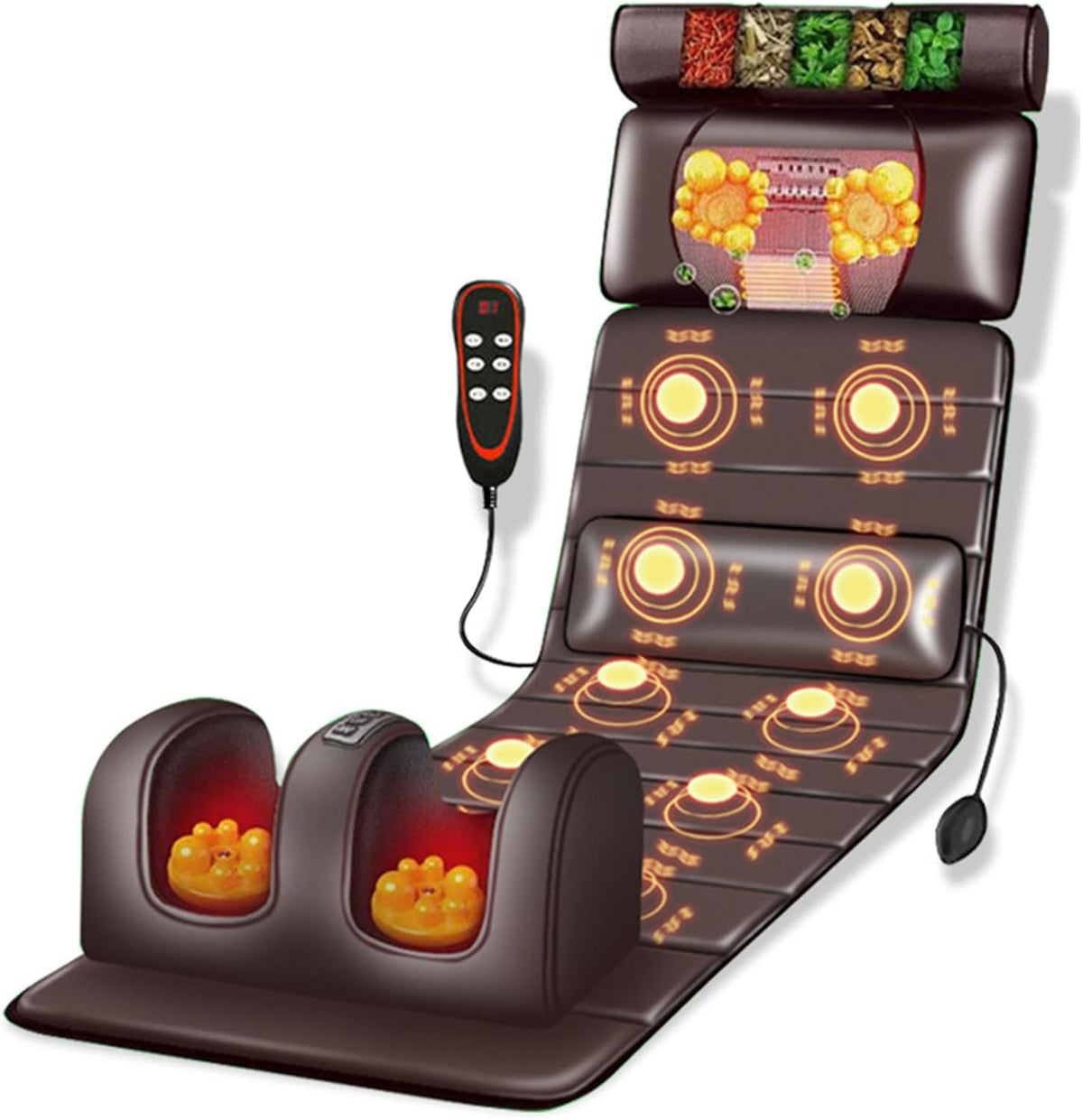Sofa Massagematte, Schwarz, mit Wärme und 10 Vibrationsknoten für Ganzkörperentspannung, verstellbare Kissen und Heizkissen zur Linderung der