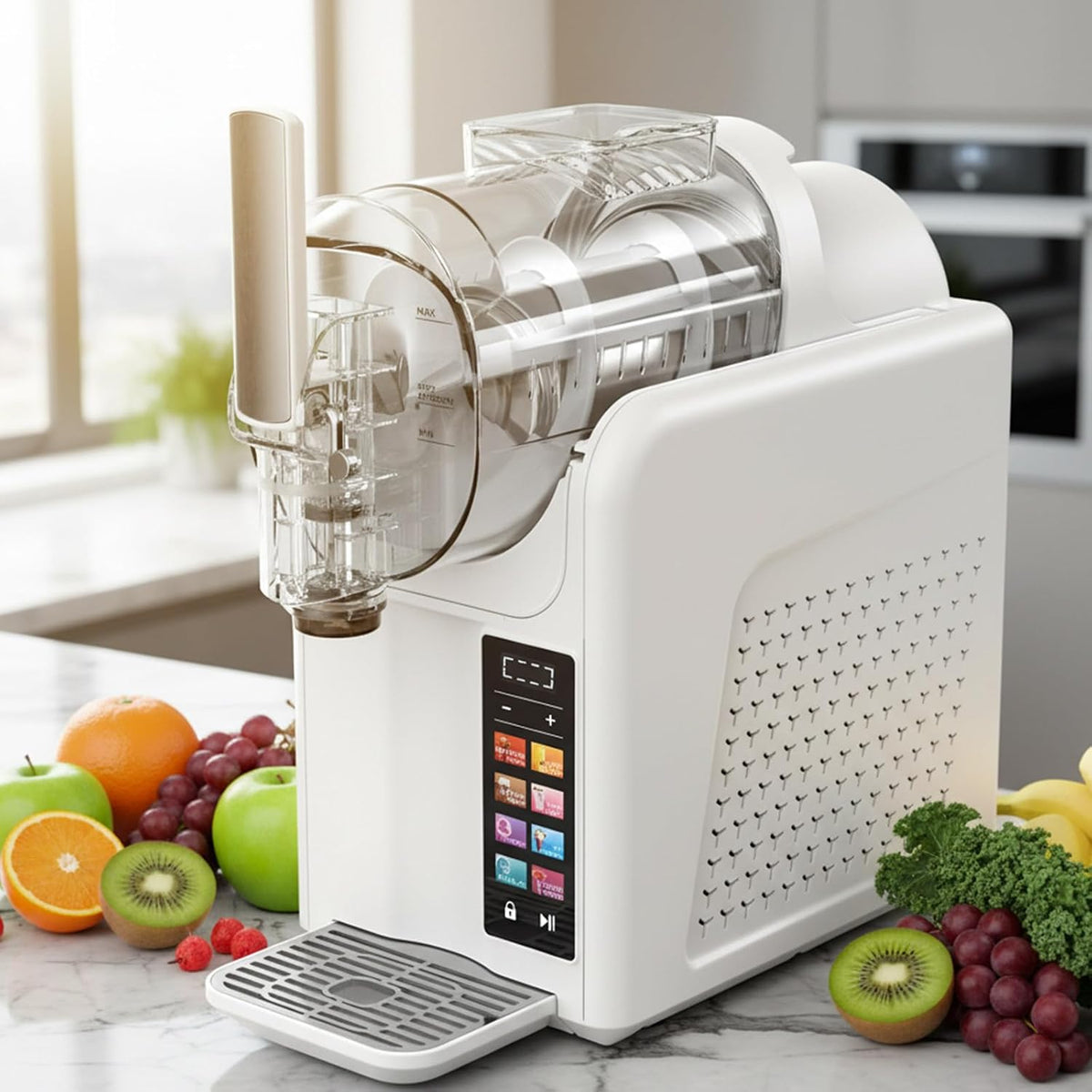 CGLYYDS Eismaschine, 39,8 × 19 × 40,7 cm, 2,0 l / 68 oz, 185 W, Weiss, Slush-EIS-Maschine, elektrisches Softeisgerät mit 7 voreingestellten Programmen