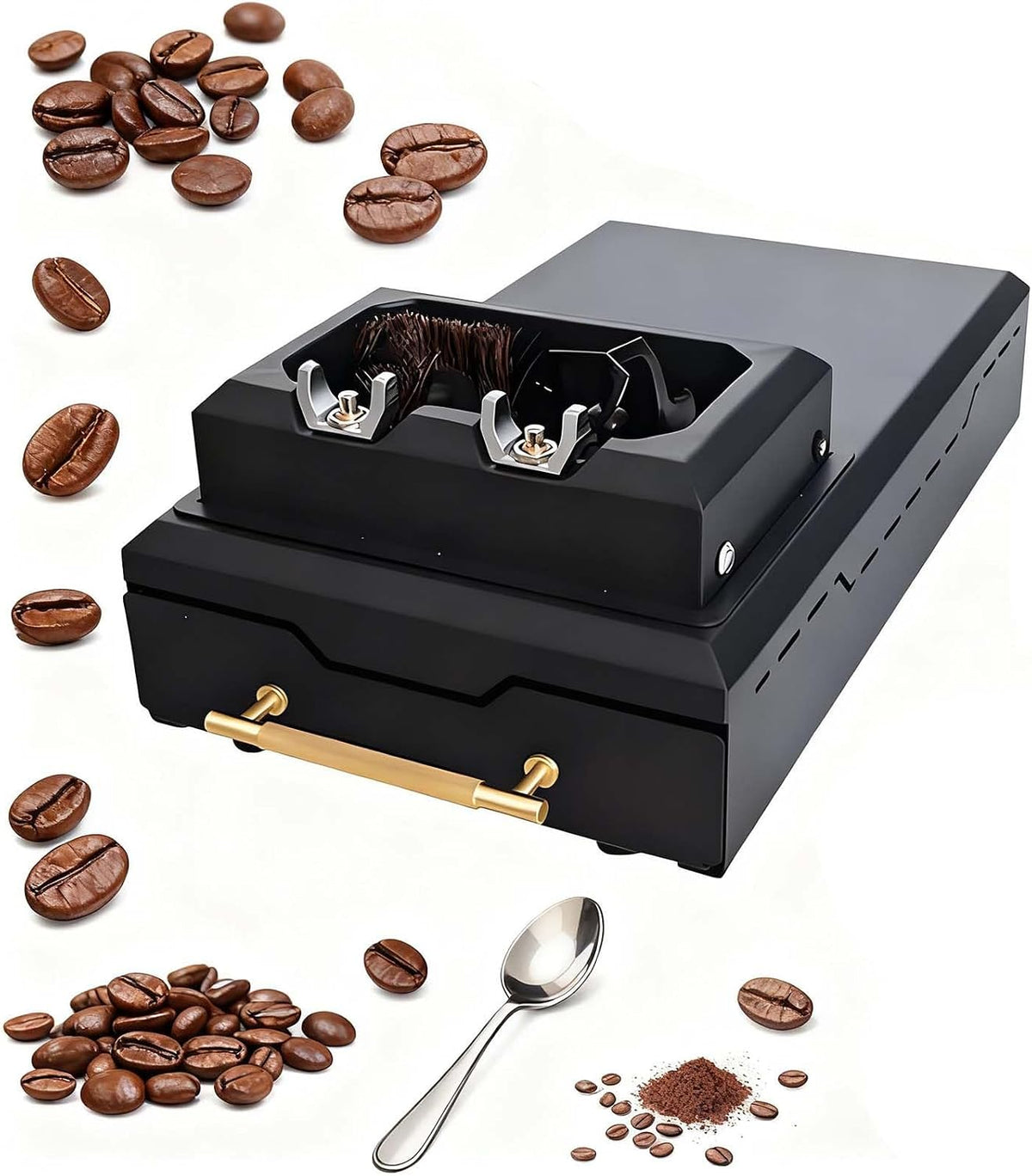 QFGain Kaffeemaschine, 150 W, Schwarz, Automatischer SiebträGerreiniger FüR 58-Mm-SiebträGer, Elektrische SiebträGerreinigungsbüRste