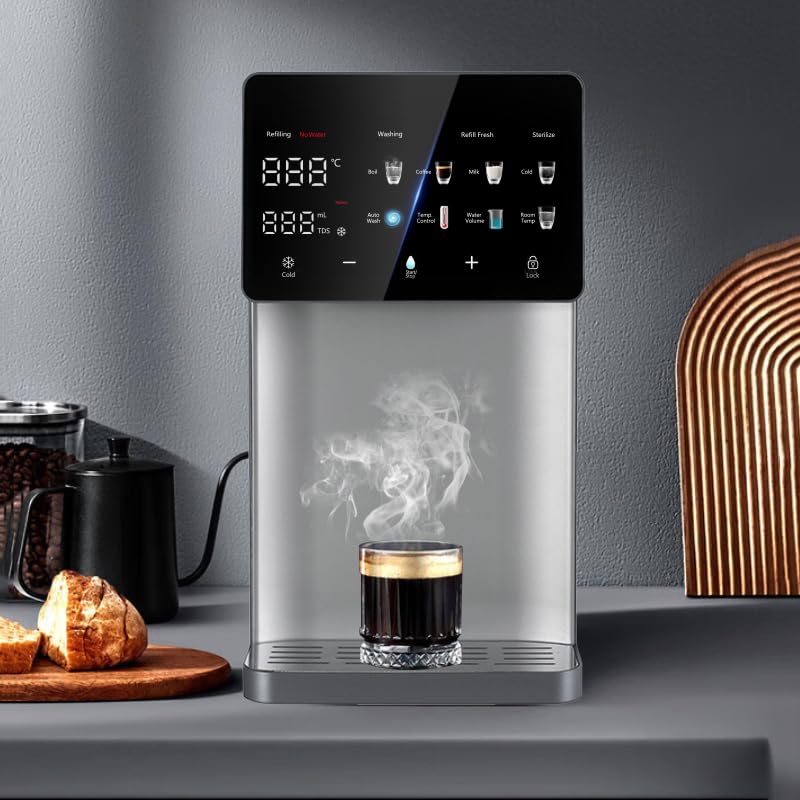 VIESTA Wasseraufbereiter, Grau, ® CT140 Tisch-Umkehrosmoseanlage mit Heiss- und, RO mit 4-in-1 Filter, TDS-Anzeige und Touch-Display