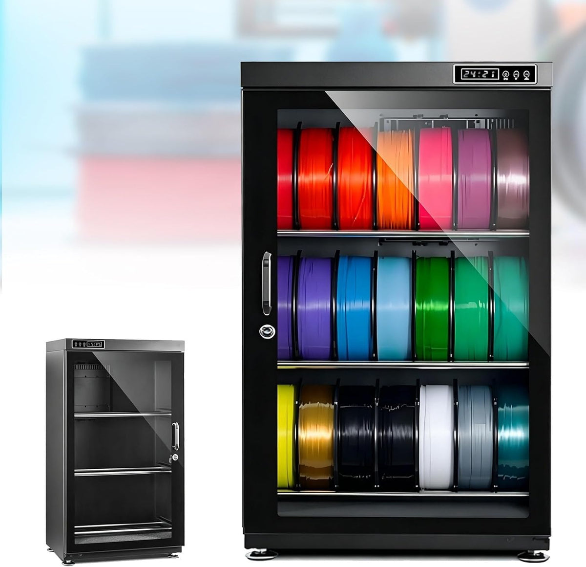 CUTANGELAR 3D-Drucker, 4 Mm, 115 L, Transparent, Filament-Trockenschrank Mit Lcd-Feuchtigkeitsanzeige Für, Gehärtetes Glas