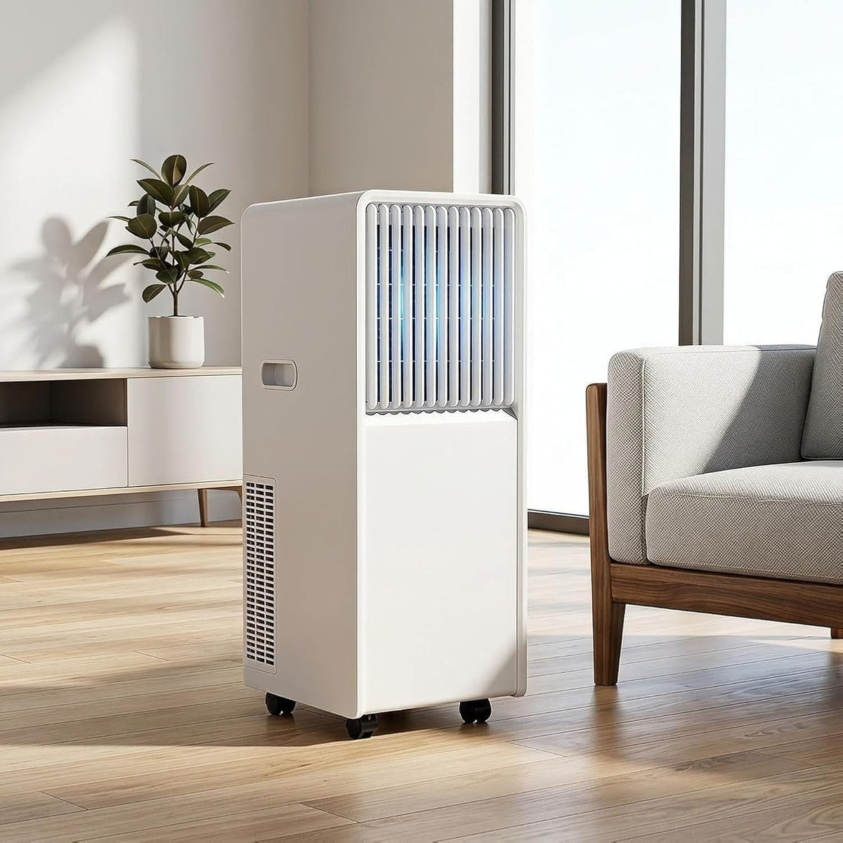 GYFGRTQ Mobiles Klimagerät, Weiss, Tragbare Klimaanlage 12000 BTU Smart AC mit Fernbedienung, Schnellkühlung und Entfeuchter