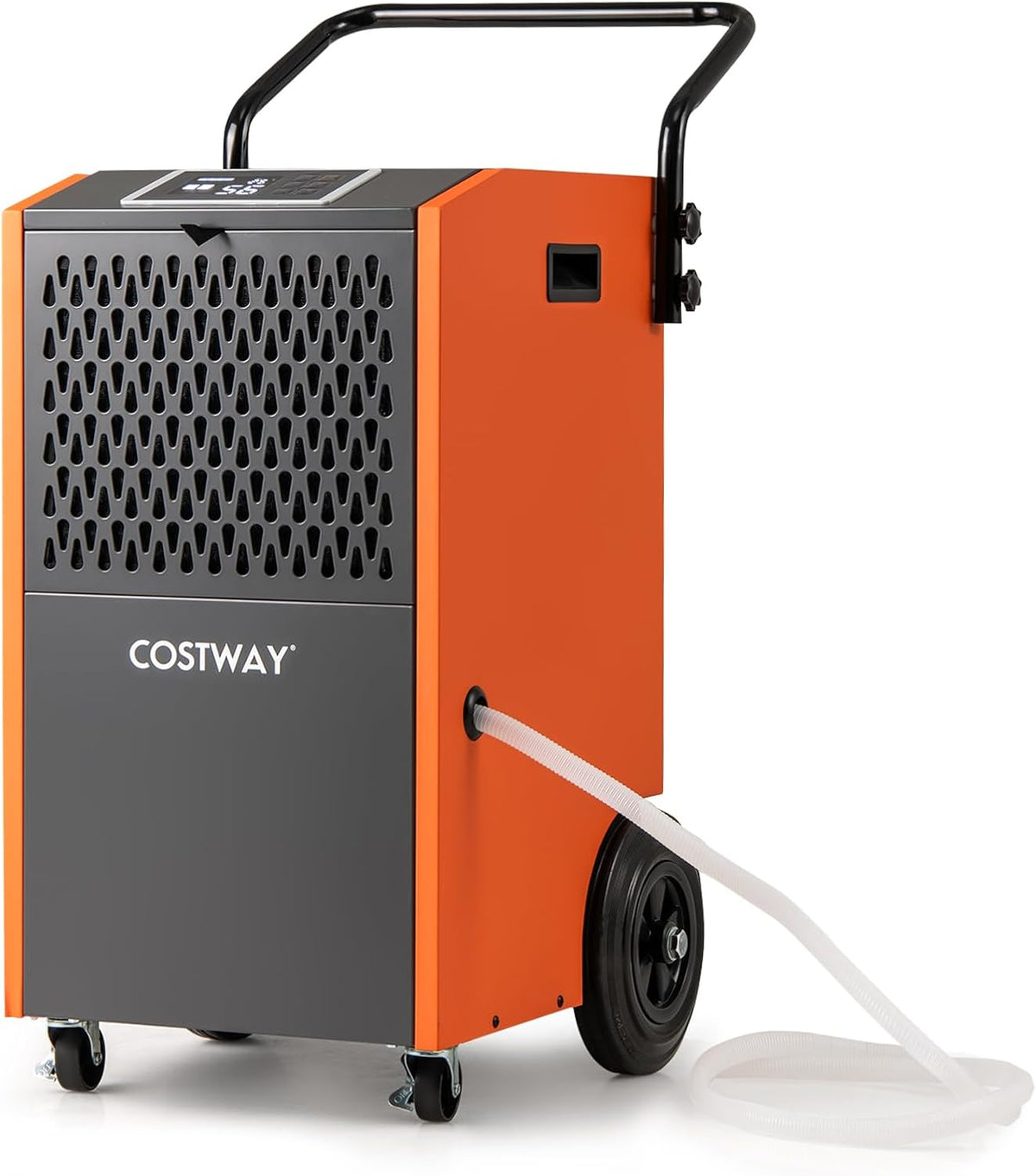 COSTWAY Luftentfeuchter, 73 L, 695m, Metall, Kaltgewalztes Blech, Orange, /Tag kommerzieller, industrieller Bautrockner mit Ablaufschlauch & 24H Timer