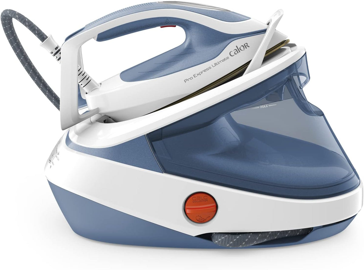 Calor Dampfbügelstationen, 3000 W, Schwarz, GV9710C0 PRO EXPRESS ULTIMATE II Aqua-Metall, Hochleistungs Steam iron Vertikale Dampfglättung