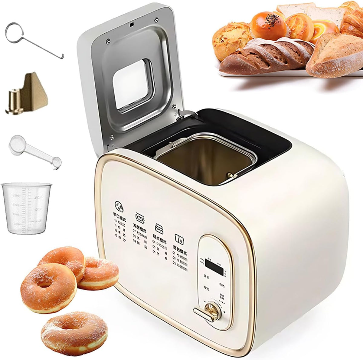 13 Brotbackautomaten, 600 g., Grau, in-1 Brotmaschine, 600 g Vollautomatischer Brotbackautomat, voreingestellte Menüs