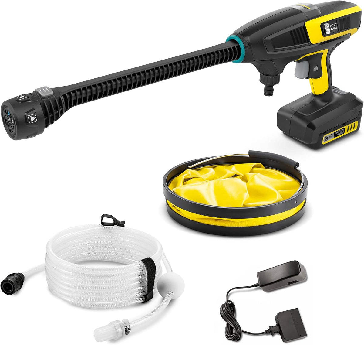 KÄRCHER Hochdruckreiniger, 24 bar, 1,3 kg, 18 V, Schwarz, Akku-Druckreiniger KHB 6 Plus Battery Set MJ, inkl. Akku und Schnellladegerät