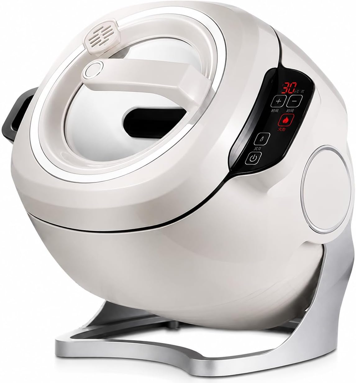 Automatische Heissluftfritteuse, Grau, Kochmaschine mit Smart Start, 3-Gang-Einstellung und 360° Drehung zum Rühren