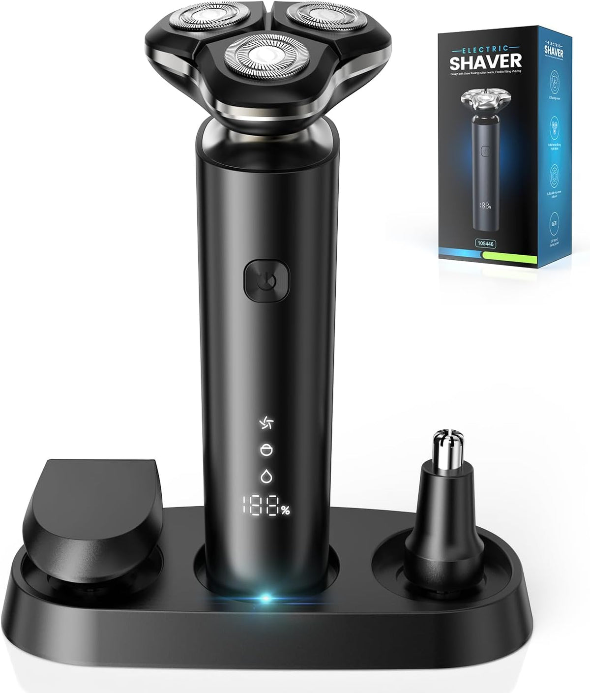 Singphere Elektrorasierer, Schwarz, 2B Rasierer Herren Elektrisch, 3D Nass Trockenrasierer Rasierer, Kabelloser